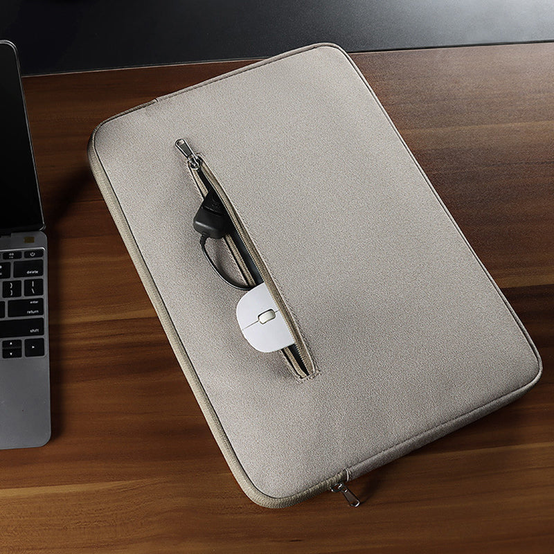 13.3 Inch Waterproof Notebook Sleeve Portable Laptop Computer Zipper Bag (with Pull Rod Strap) - Black