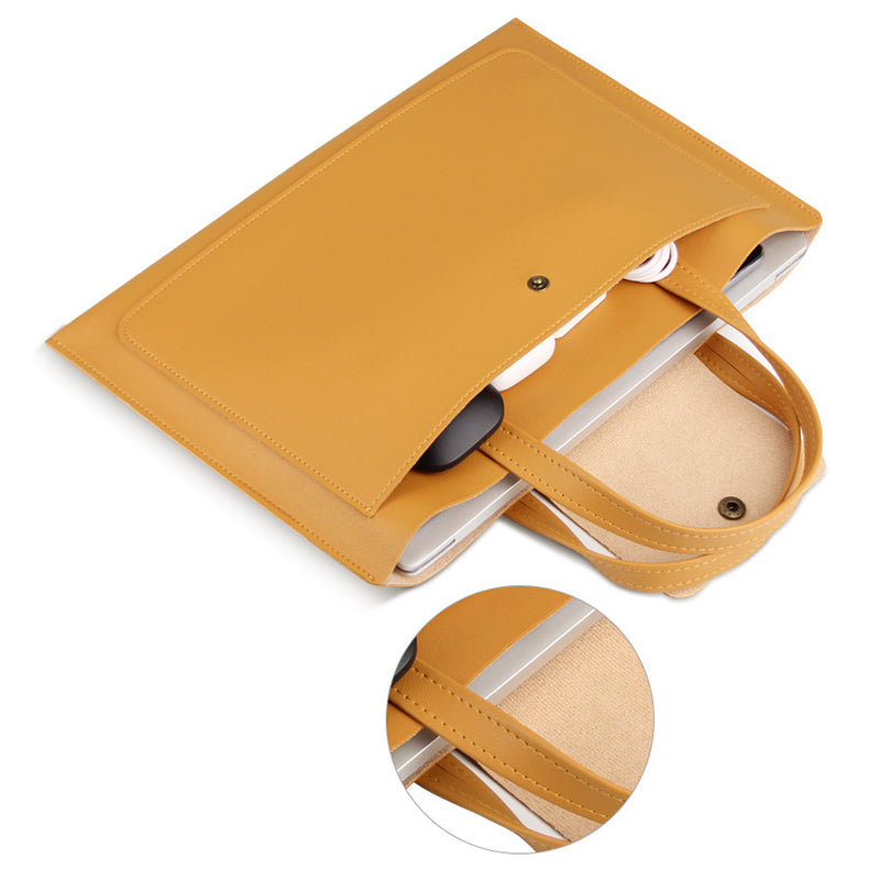 15 / 16 Inch Ultra Thin Notebook Carrying Bag Anti-scratch PU Leather Laptop Handbag - Yellow