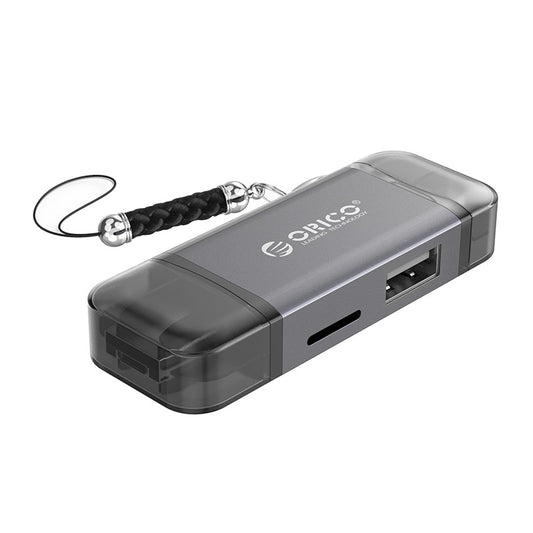 Uniqkart 3CR61-GY-BP 3.0 6 in 1 Card Reader with LED Indicator Supports USB3.0 TF/SD Card/Type-C/Micro USB