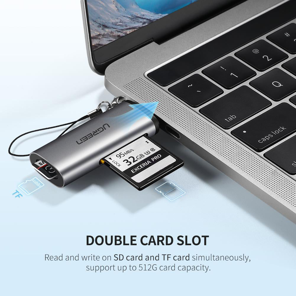 Uniqkart 50704 Multi-Functional Type-C Card Reader Support Reading 2 Cards Simultaneously Plug and Play