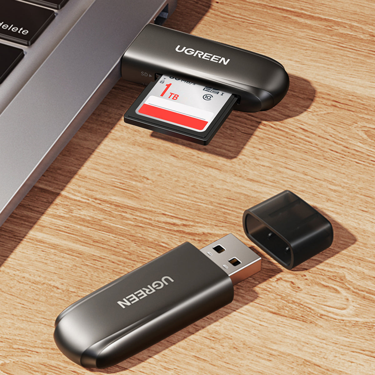 Uniqkart 10911 USB 3.0 to TF/for SD Memory Card Reader 2-Card Reading + Writing Simultaneously