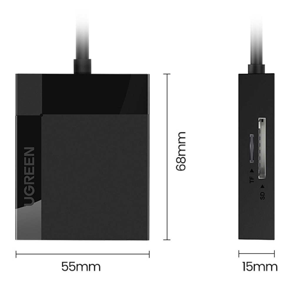 Uniqkart 30229 4-in-1 USB 3.0 to for SD/Micro SD/TF/CF/MS Compact Smart Memory Card Reader for PCs/Laptops