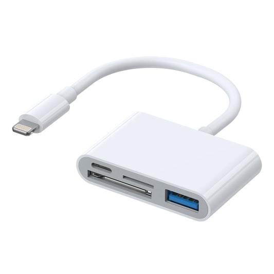 S-H142 Lightning Male to USB 2.0 / SD / TF Card Reader Converter with Lightning Charging Port for iPhone iPad OTG Adapter