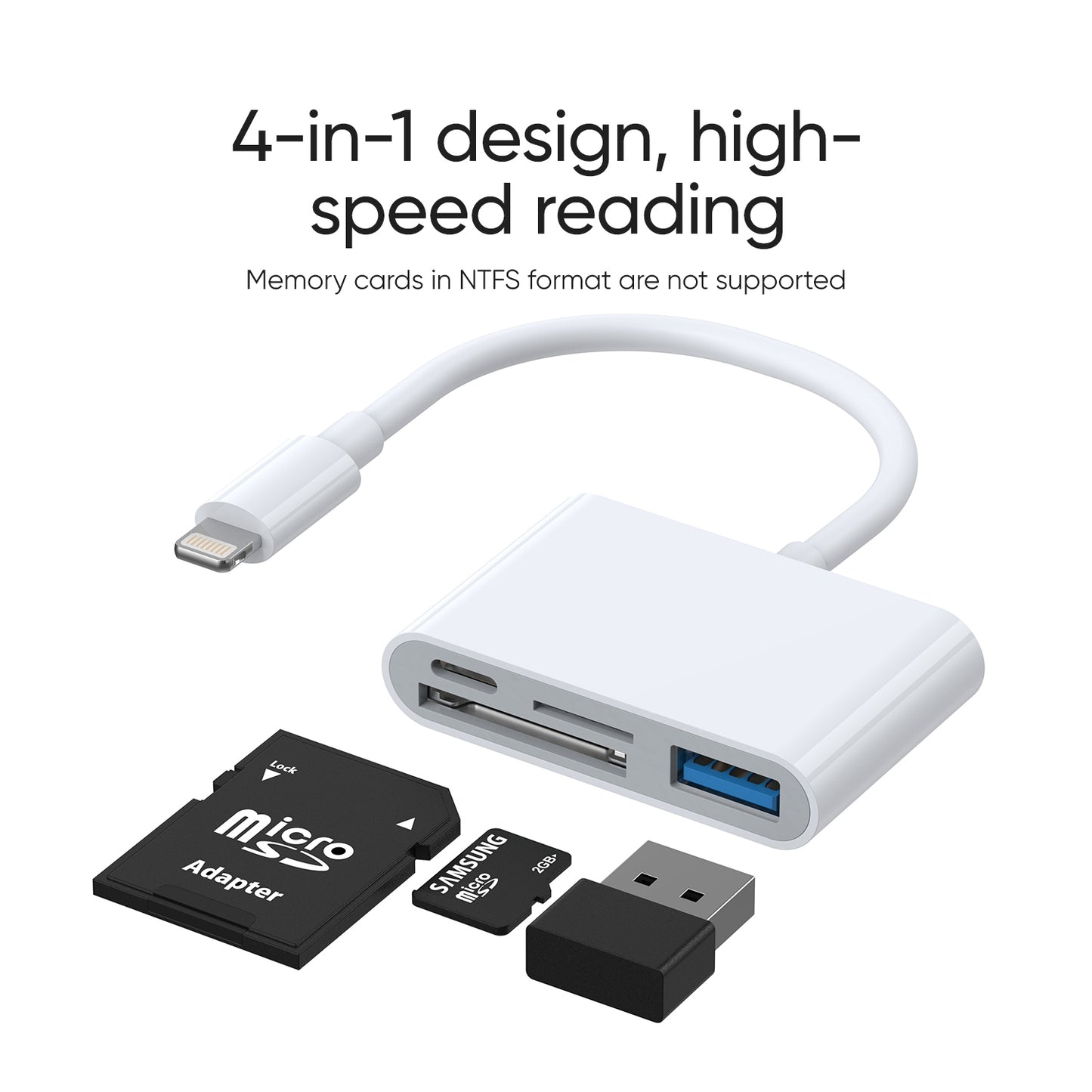 S-H142 Lightning Male to USB 2.0 / SD / TF Card Reader Converter with Lightning Charging Port for iPhone iPad OTG Adapter