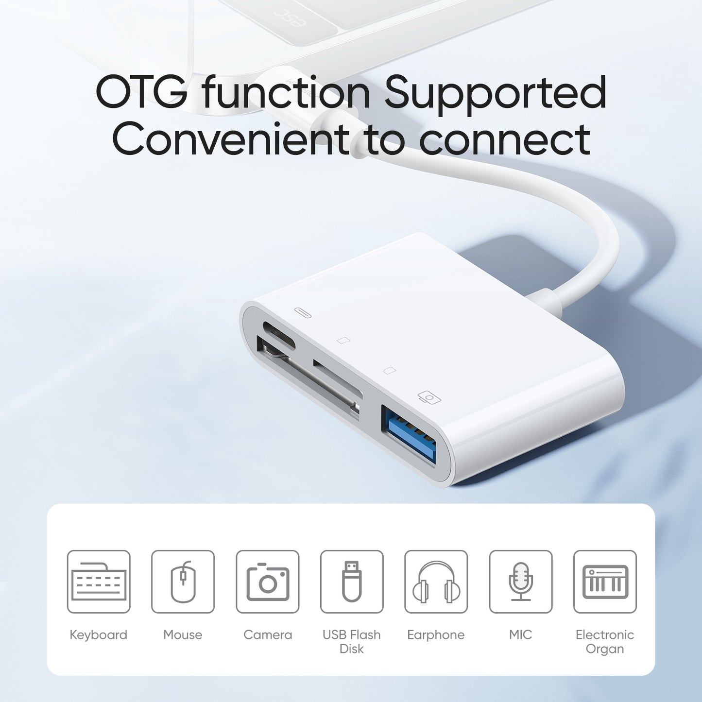S-H142 Lightning Male to USB 2.0 / SD / TF Card Reader Converter with Lightning Charging Port for iPhone iPad OTG Adapter