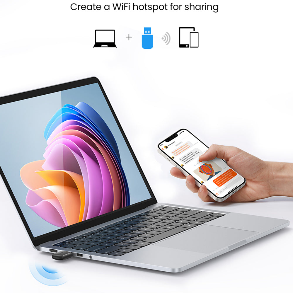 Uniqkart 20204 USB WLAN Adapter 650Mbps 5Ghz and 2.4GHz Dual Band USB WiFi Adapter for PC Laptop Mini WiFi Antenna USB Ethernet Receiver Network Card