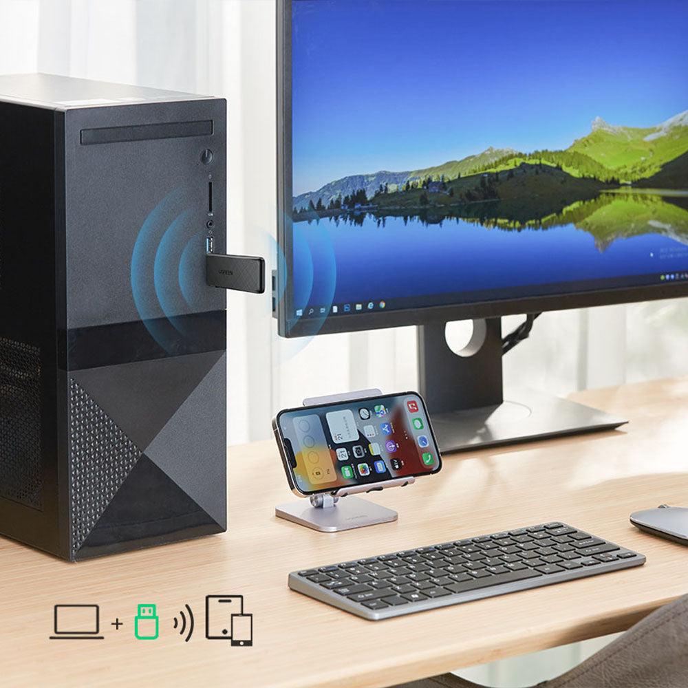 Uniqkart CM492 USB3.0 WLAN Adapter 1300Mbps Dual Band 5.8Ghz and 2.4GHz Wireless WiFi Adapter Compatible with PCs/Laptops