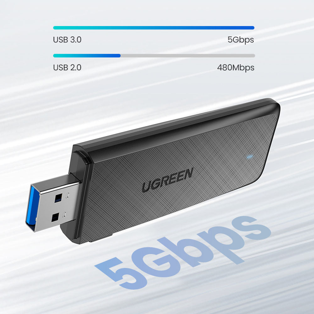 Uniqkart CM492 USB3.0 WLAN Adapter 1300Mbps Dual Band 5.8Ghz and 2.4GHz Wireless WiFi Adapter Compatible with PCs/Laptops