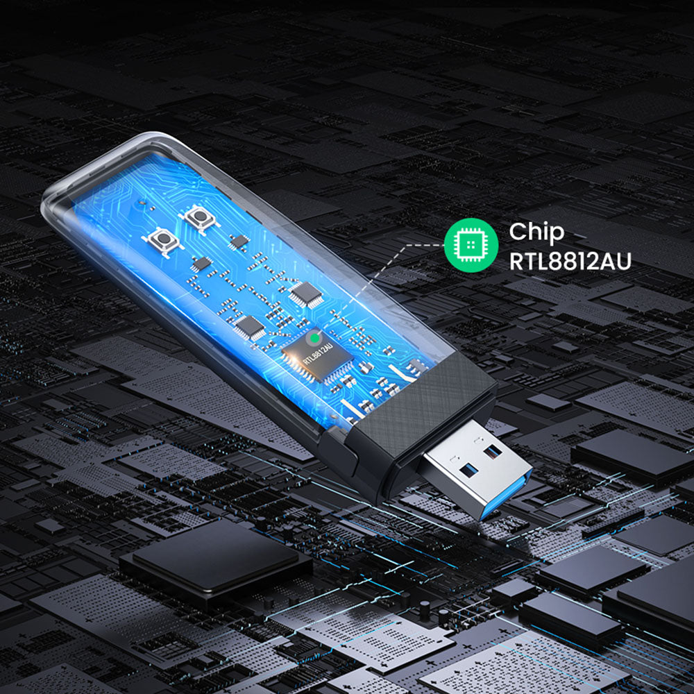 Uniqkart CM492 USB3.0 WLAN Adapter 1300Mbps Dual Band 5.8Ghz and 2.4GHz Wireless WiFi Adapter Compatible with PCs/Laptops