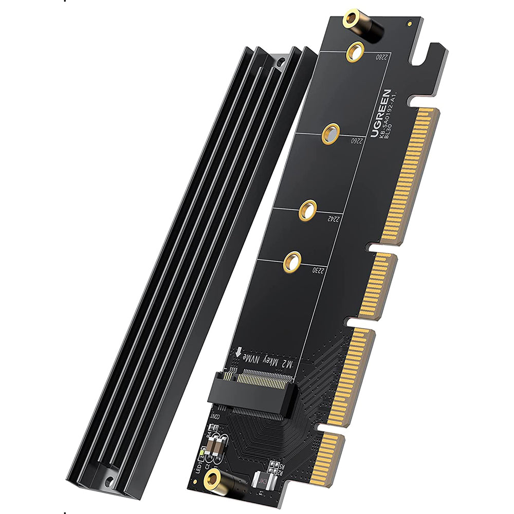 UGREEN 30715 NVMe PCIe Adapter PCle Gen4 x16 to M.2 Expansion Card M.2 SSD to PCIe 4.0 X16/X8/X4 Card with Heatsink M.2 PCIe Converter Compatible with Thunderbolt 3