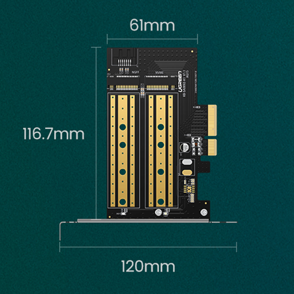 Uniqkart 70504 PCIe to M2 Adapter M.2 NVME to PCI-E 3.0 Expansion Card with M.2 SATA Support 32Gbps/6Gbps Data Transmission