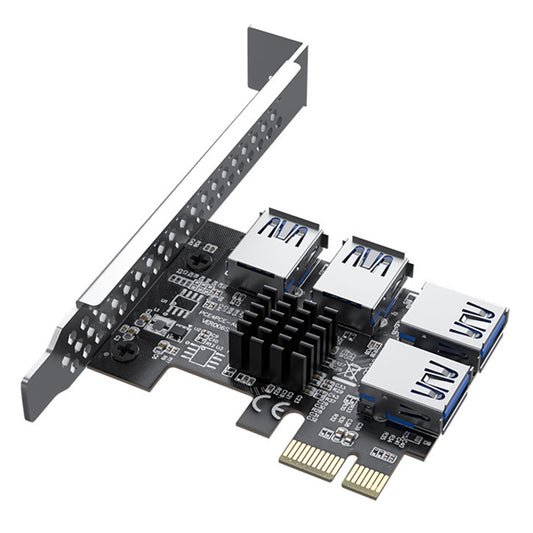 Uniqkart PE031 PCI-e 1 to 4 PCI-express Riser Card PCI-E 1X to External 4 PCI-e USB 3.0 Adapter Multiplier Expansion Card