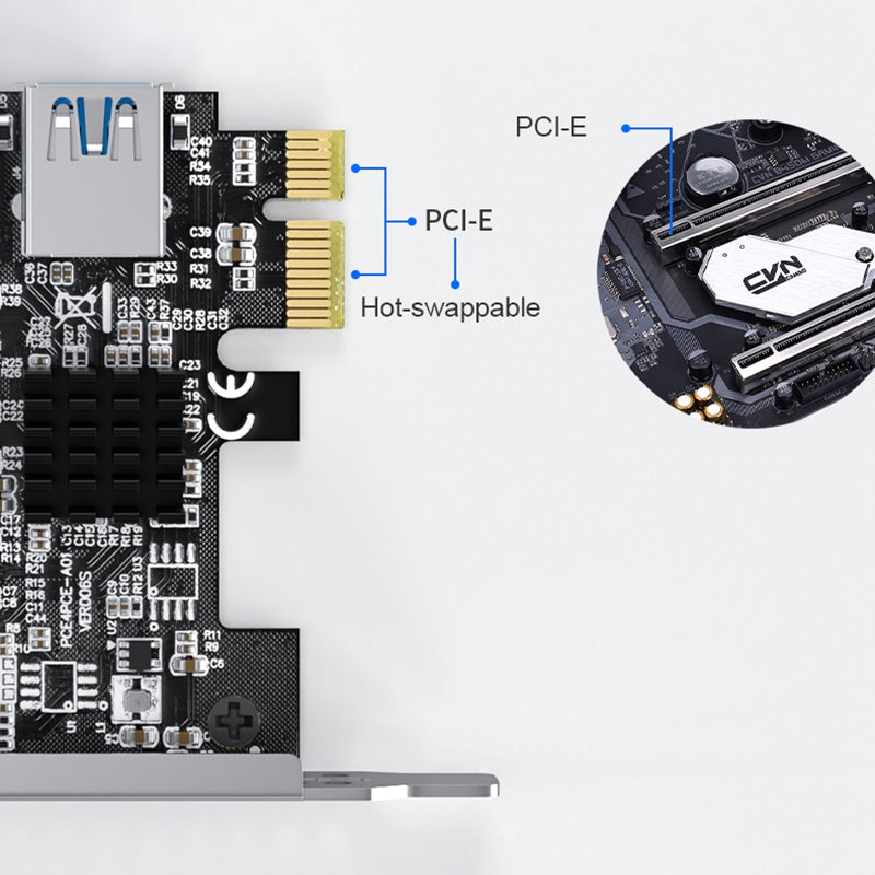 Uniqkart PE031 PCI-e 1 to 4 PCI-express Riser Card PCI-E 1X to External 4 PCI-e USB 3.0 Adapter Multiplier Expansion Card