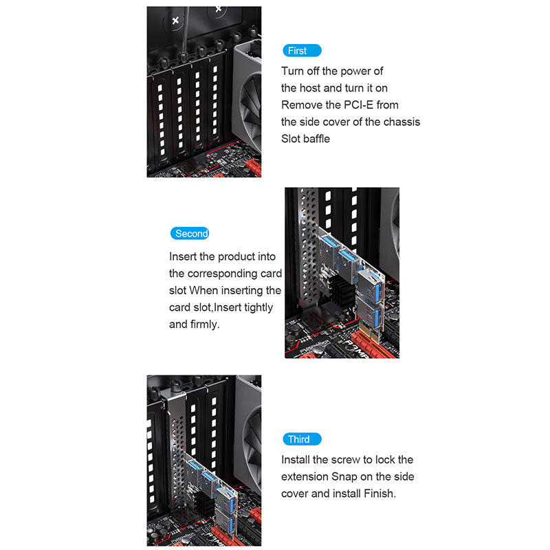 Uniqkart PE031 PCI-e 1 to 4 PCI-express Riser Card PCI-E 1X to External 4 PCI-e USB 3.0 Adapter Multiplier Expansion Card