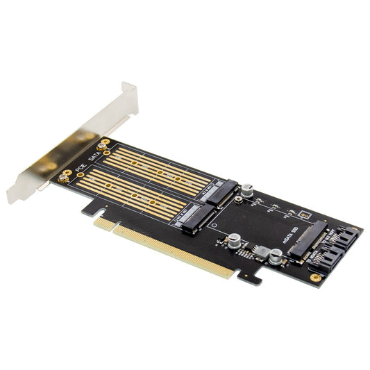 PCI-E 3.0 X16 to NGFF M.2 NVMe AHCI SSD Adapter Card for M Key B Key mSATA Solid State Drive