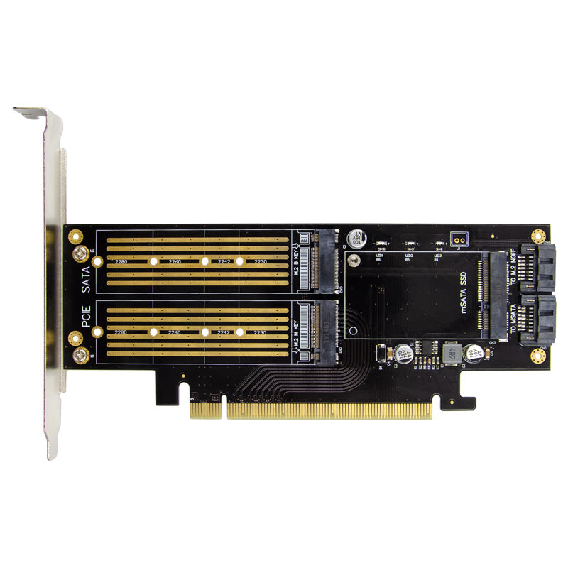 PCI-E 3.0 X16 to NGFF M.2 NVMe AHCI SSD Adapter Card for M Key B Key mSATA Solid State Drive