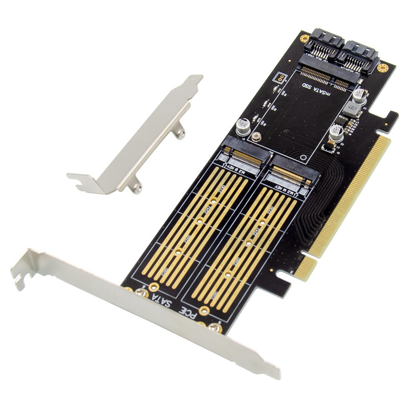 PCI-E 3.0 X16 to NGFF M.2 NVMe AHCI SSD Adapter Card for M Key B Key mSATA Solid State Drive