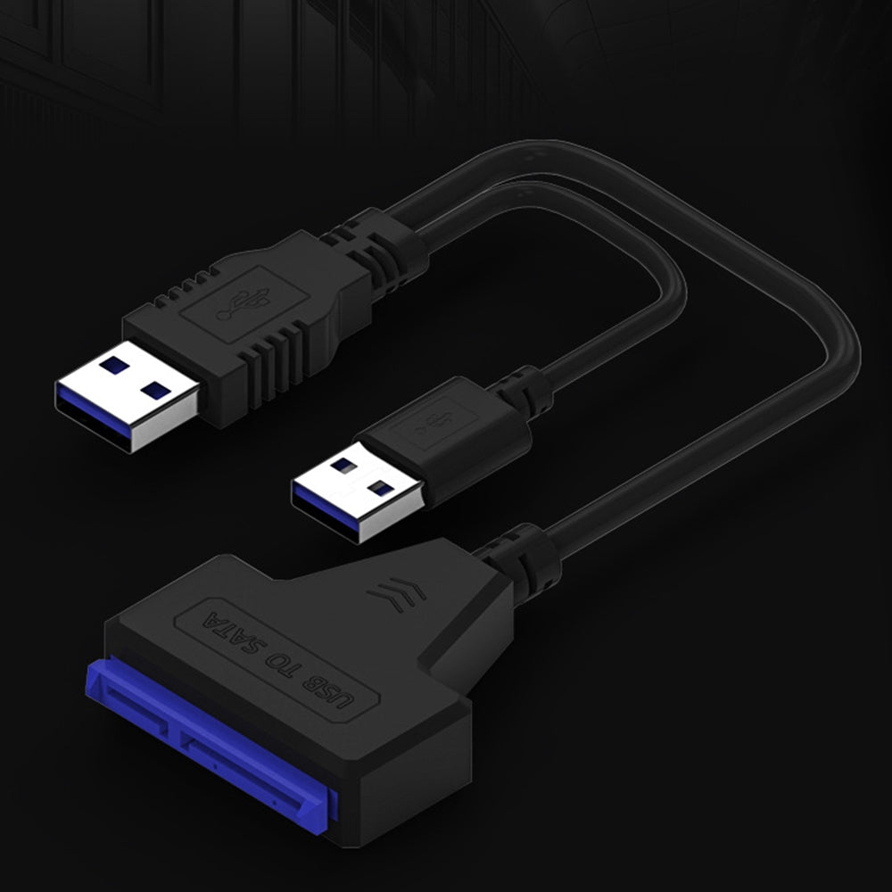 XCF-YQ001 Dual USB to 3.5inch 2.5inch Hard Drive Adapter Cable USB to SATA Convertor Line with Power Port for Laptop Desktop Computer SATA Disk Data Transfer