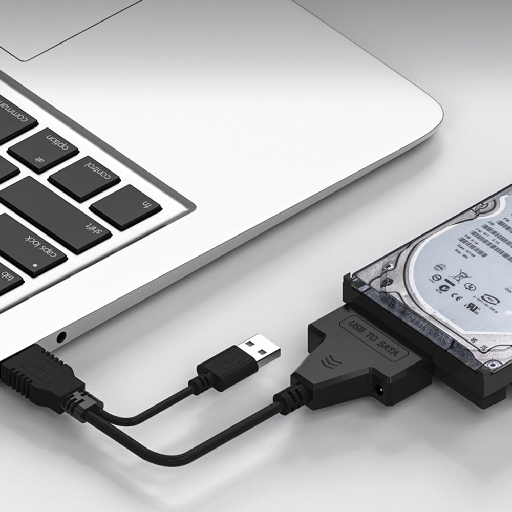 XCF-YQ001 Dual USB to 3.5inch 2.5inch Hard Drive Adapter Cable USB to SATA Convertor Line with Power Port for Laptop Desktop Computer SATA Disk Data Transfer