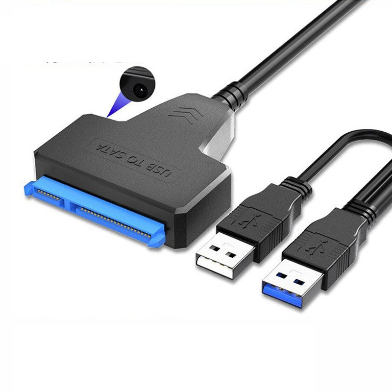 XCF-YQ001 Dual USB to 3.5inch 2.5inch Hard Drive Adapter Cable USB to SATA Convertor Line with Power Port for Laptop Desktop Computer SATA Disk Data Transfer