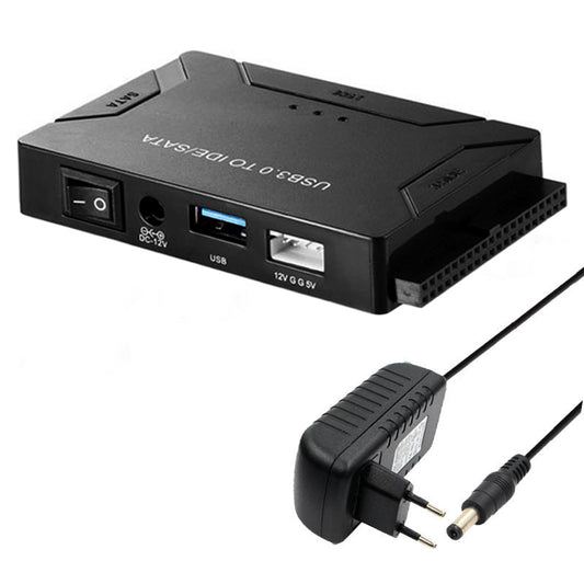 USB3.0 Hard Drive Adapter USB3.0 to SATA / IDE Converter with Power Switch Multifunctional Easy Drive Cable - EU Plug