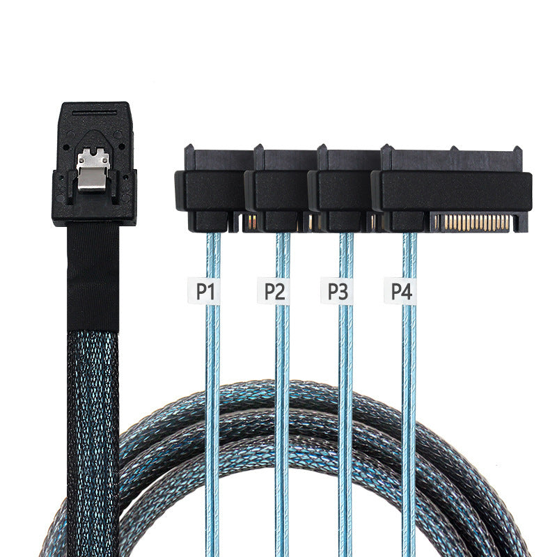 1m Mini SAS 36-Pin SFF-8087 to 4 SAS 29-Pin SFF-8482 Adapter Cable with 15 Pin SATA Power Connector