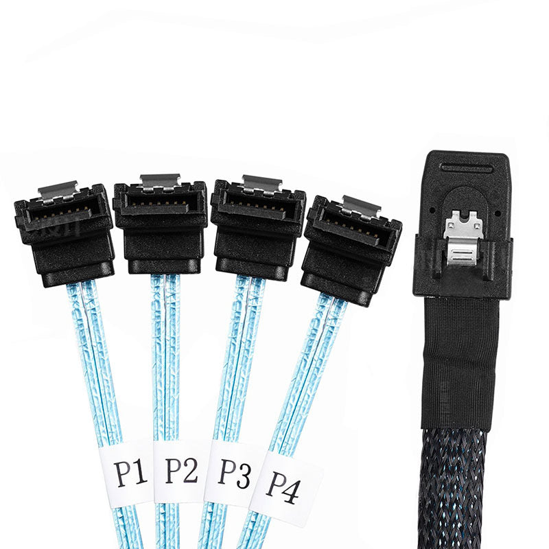 1m Mini SAS Cable SFF-8087 to 4 SATA3.0 7-Pin Converter Hard Drive Data Cable Elbow Plug