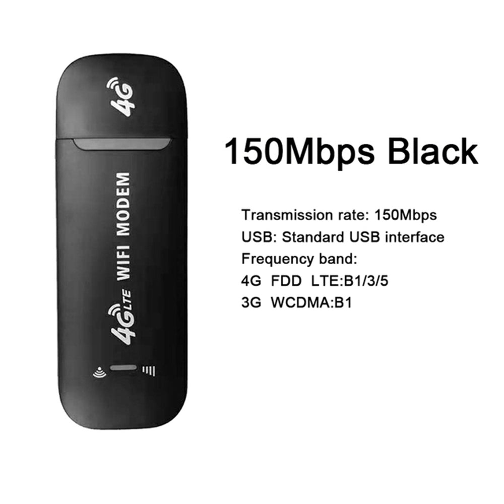 4G LTE B1 / B3 / B5 USB Modem WiFi Dongle 150Mbps Mini Mobile WiFi Hotspot Router - Black