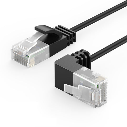 Cablecreation CL0045 2m Cat6a LAN Network Cable 10Gbps Pure Copper Thin Cord Computer Router Connection Cable - Downward Bend