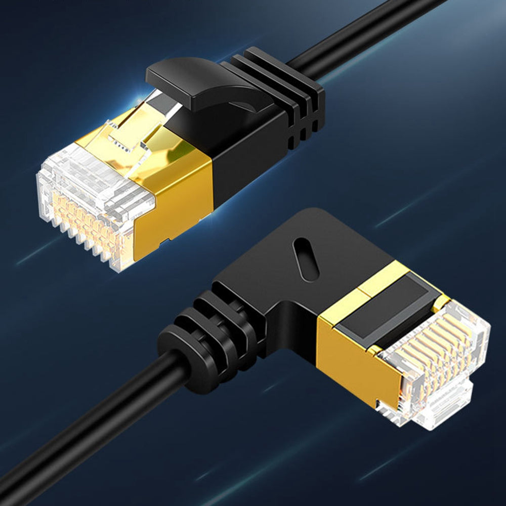 Cablecreation CL0257 0.5m Cat7 Ethernet Cable 90 Degree Gigabit RJ45 LAN Cable 10Gbps Shielded Internet Network Patch Cord - Left Angle