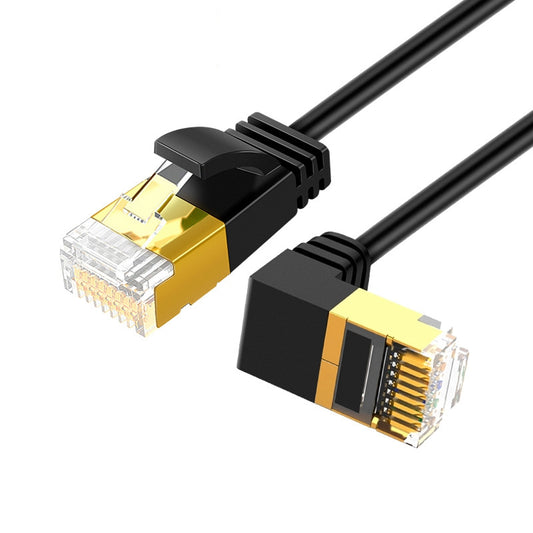 Cablecreation CL0257 1.8m 90 Degree Gold Plated RJ45 LAN Cable Cat7 Gigabit Ethernet Cable 10Gbps Shielded Internet Network Patch Cord - Up Angle