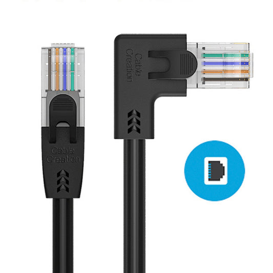 Cablecreation 1m Elbow Design Network Wire, Cat6 Ethernet Cable Gigabit LAN Cable 10Gbps RJ45 Connector Internet Patch Cord - Right Angle
