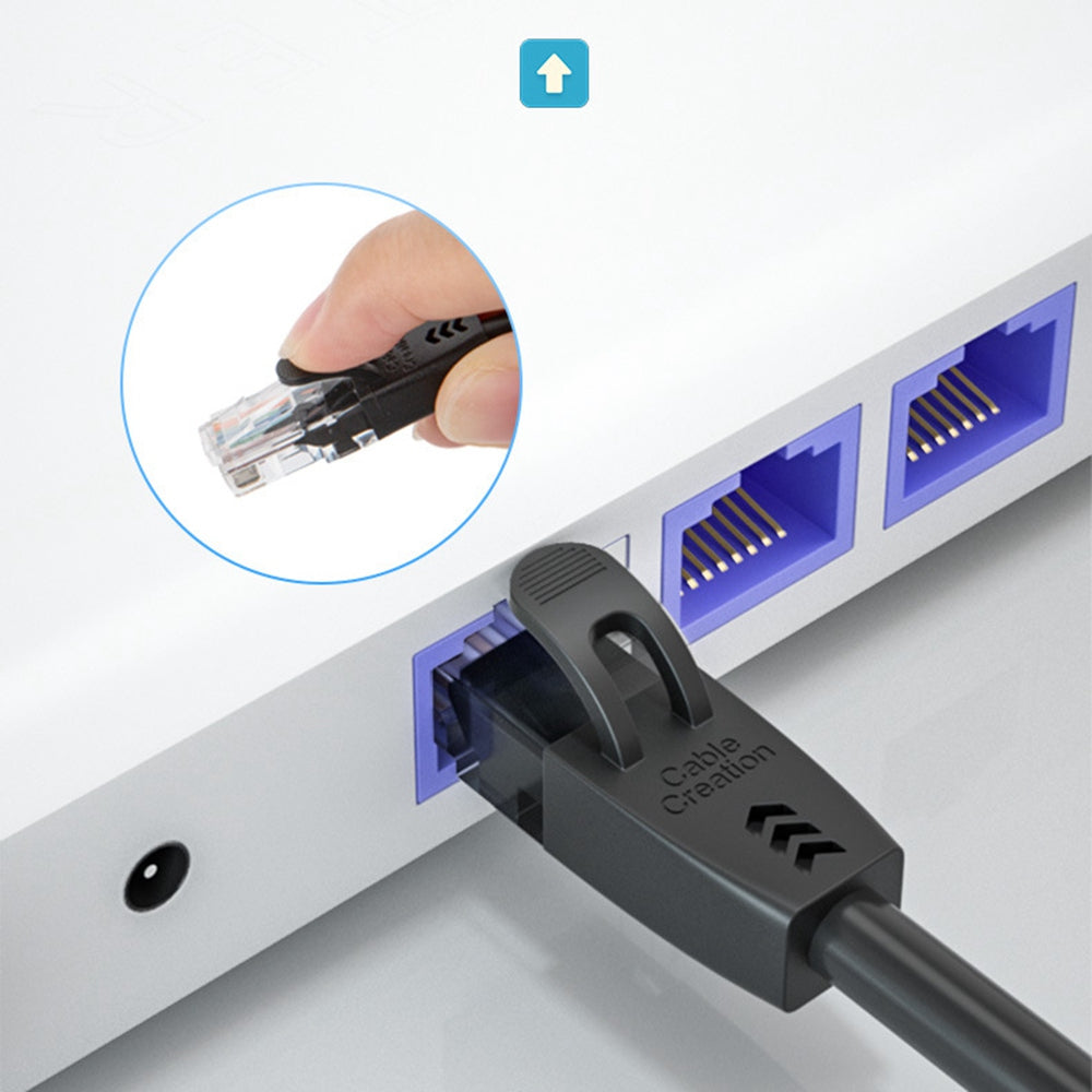 Cablecreation 1m Elbow Design Network Wire, Cat6 Ethernet Cable Gigabit LAN Cable 10Gbps RJ45 Connector Internet Patch Cord - Up Angle