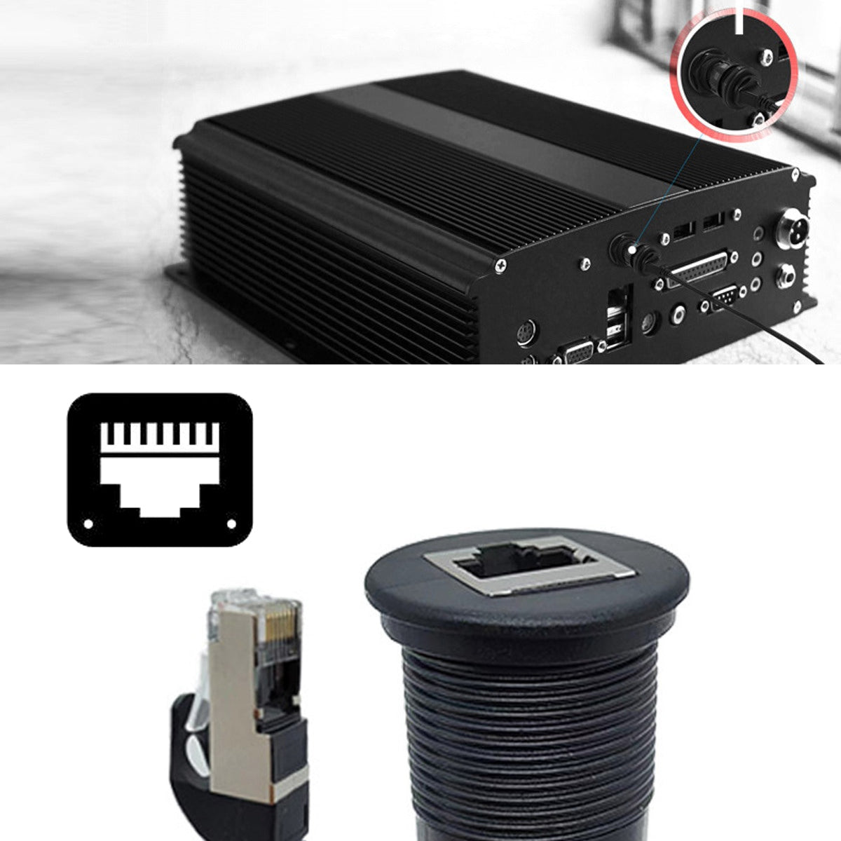 UT-017-1.0M 1m Waterproof CAT6 RJ45 Male to Female LAN Ethernet Network Extension Cable Car Panel Mount Design Connection Cord