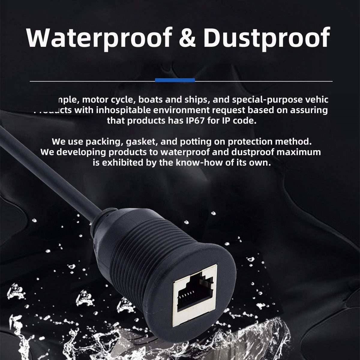 UT-017-1.0M 1m Waterproof CAT6 RJ45 Male to Female LAN Ethernet Network Extension Cable Car Panel Mount Design Connection Cord