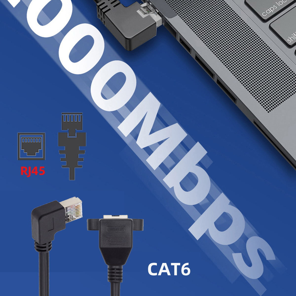 UT-011-RI 0.3m Right Angled 90 Degree 8P8C FTP STP UTP Cat6 Male to Female LAN Ethernet Cord Network Extension Cable