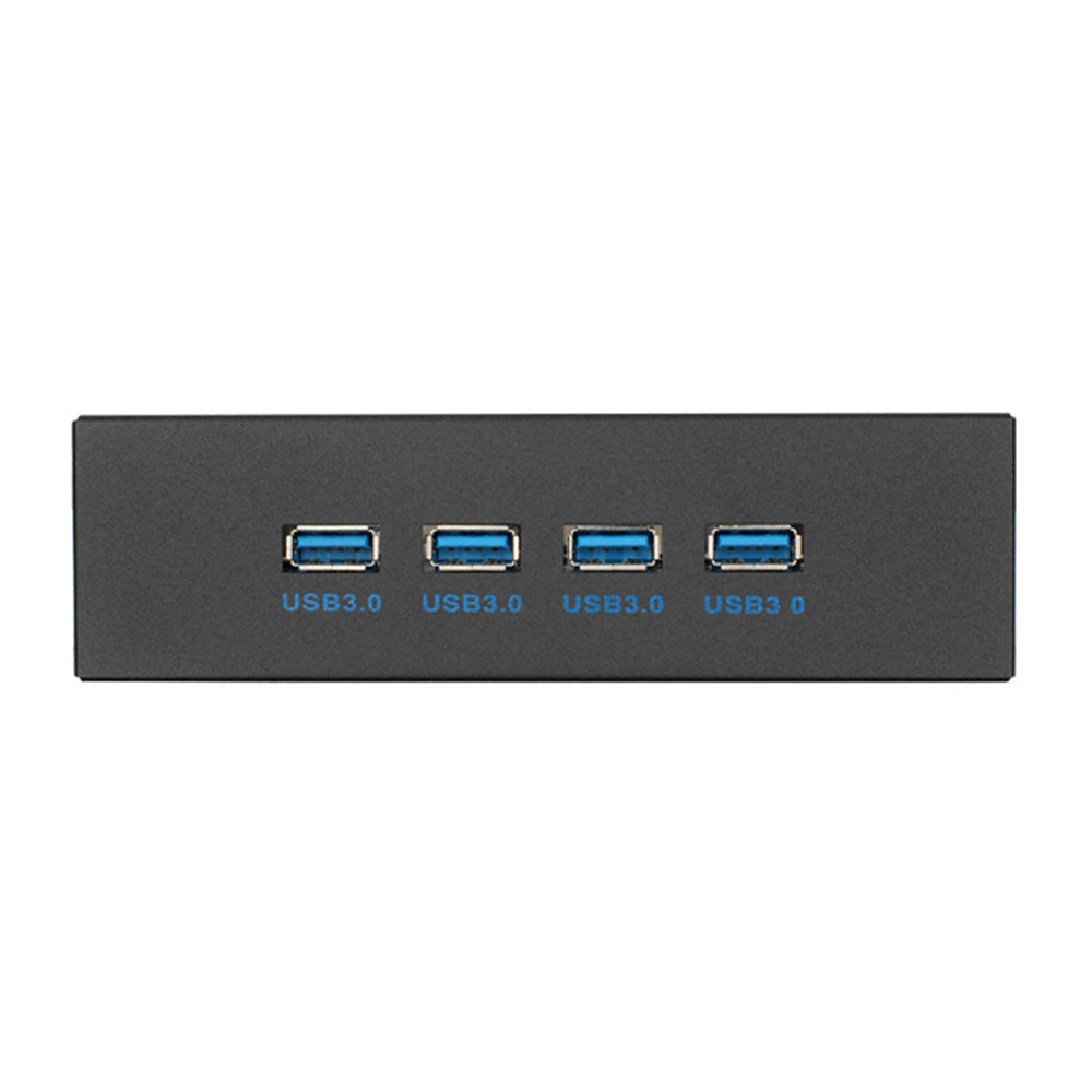 5.25 Inch 4-port USB3.0 Hub Front Panel Adapter Cable Extension Board for Computer Case - Black