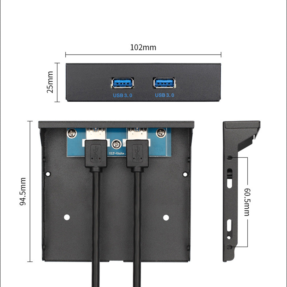 3.5 Inch 2-port USB3.0 Front Panel Expansion Board 5GPps Adapter Cable for Computer Case