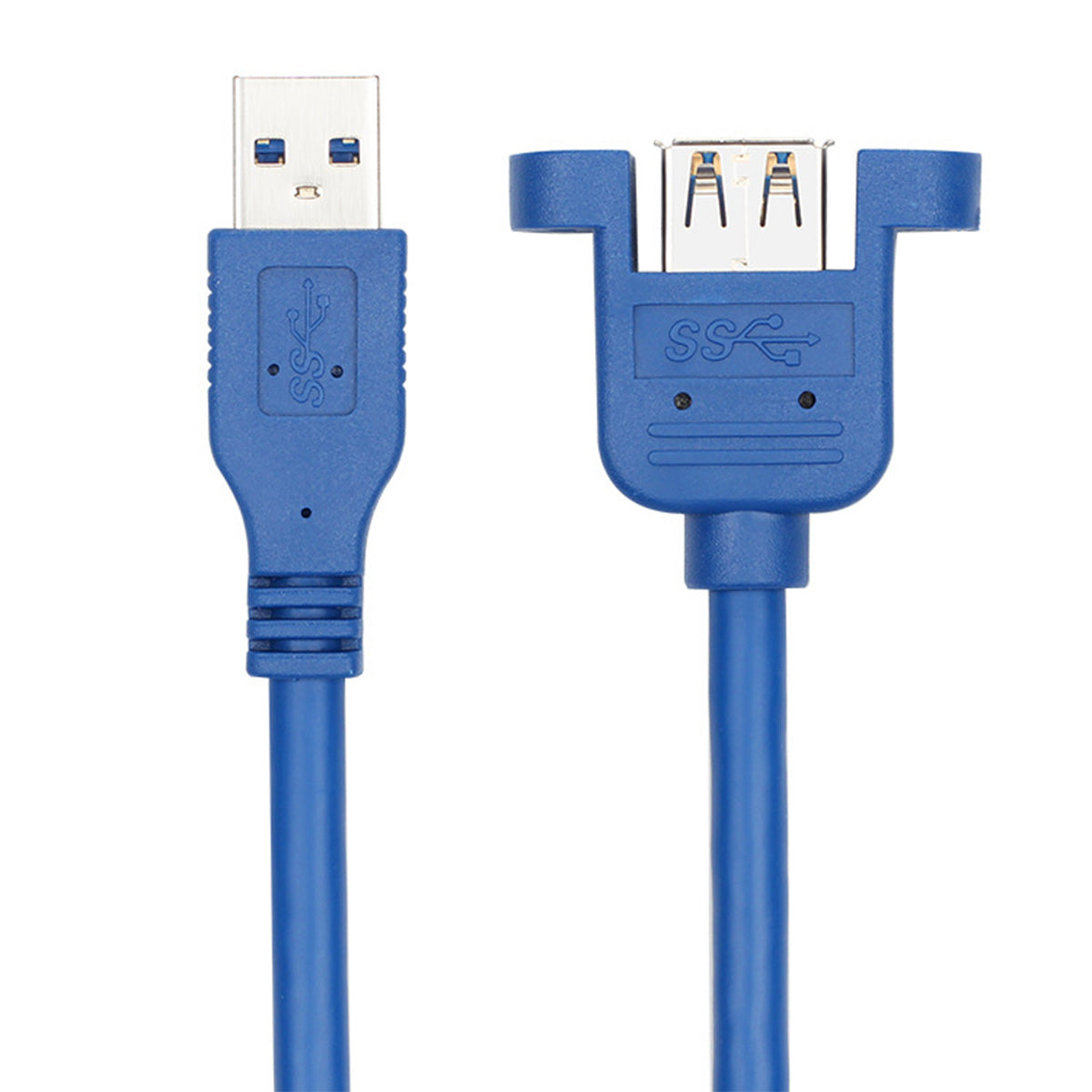 1.5m USB 3.0 Male to Female Extension Cable with Panel Mount Screw Hole Lock Connector Computer Adapter Cable
