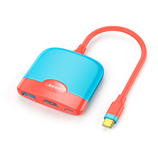 JASOZ H106 3-in-1 Type-C Hub HDMI PD USB3.0 Adapter Dock Station for Nintend Switch - Red