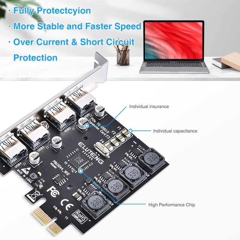 Desktop Computer USB3.0 Express Card Adapter PCI-E to USB3.0 Expansion Card Rear 4-port USB NEC Free Power Supply