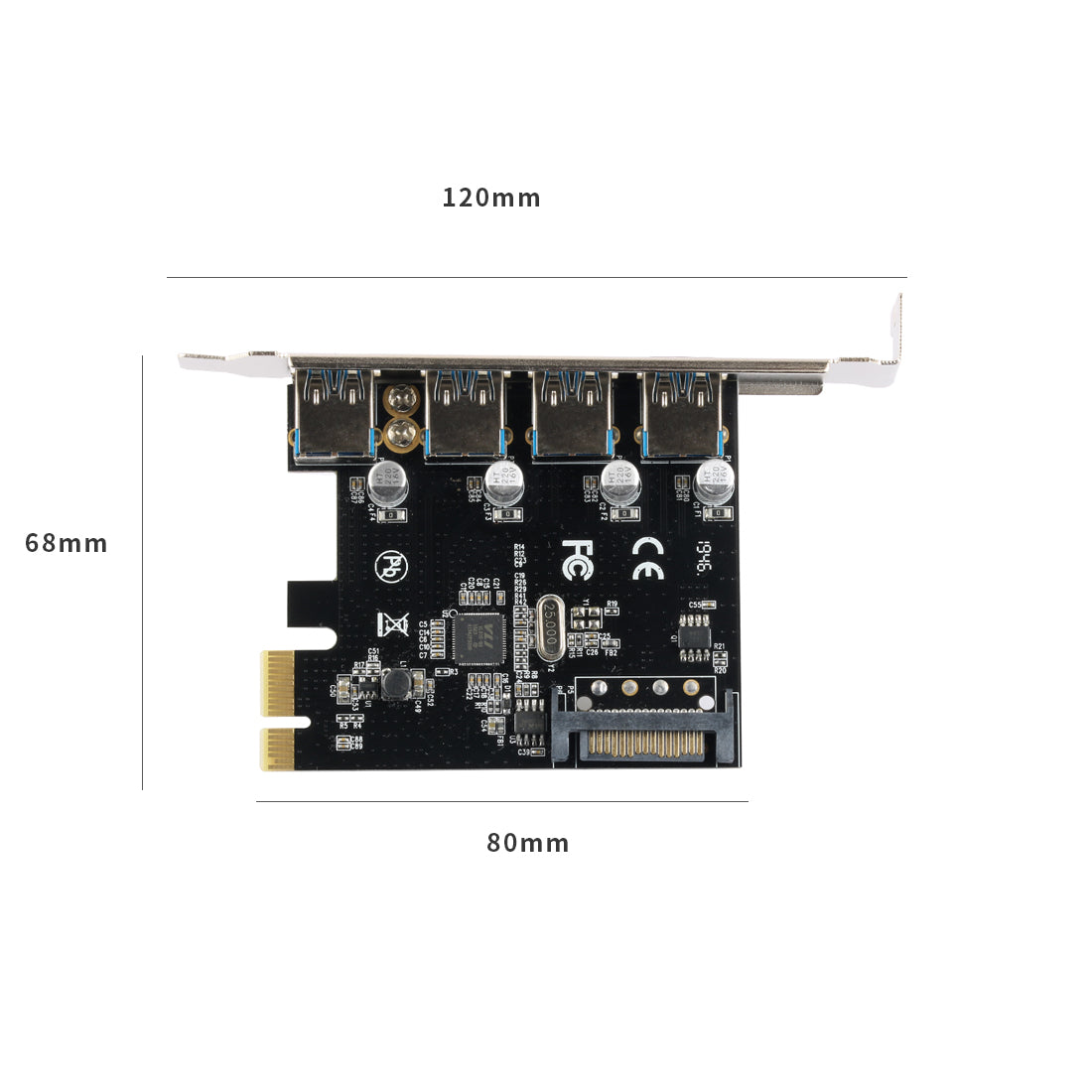 PCI Express Card to 4 USB 3.0 Ports PCI-E Expansion Card USB 3.0 Hub Adapter with 4-Pin/SATA Power Port