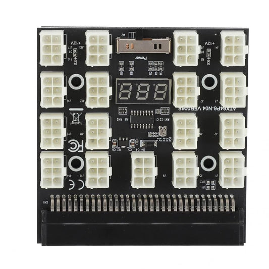 PCI-E 12V 64-pin to 17x6-pin Power Server Board Adapter Breakout Board with LED Display for HP 1200W 750W PSU Server