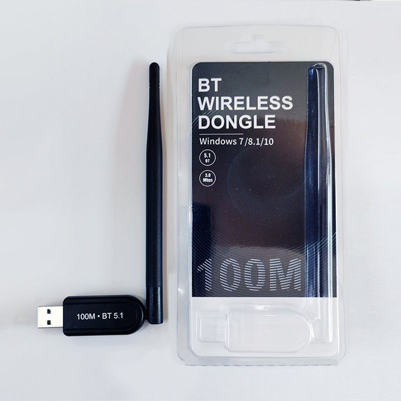 100m Bluetooth 5.1 Transmitter Stable Data Transfer Wireless USB Adapter with 2dBi High Gain Antenna