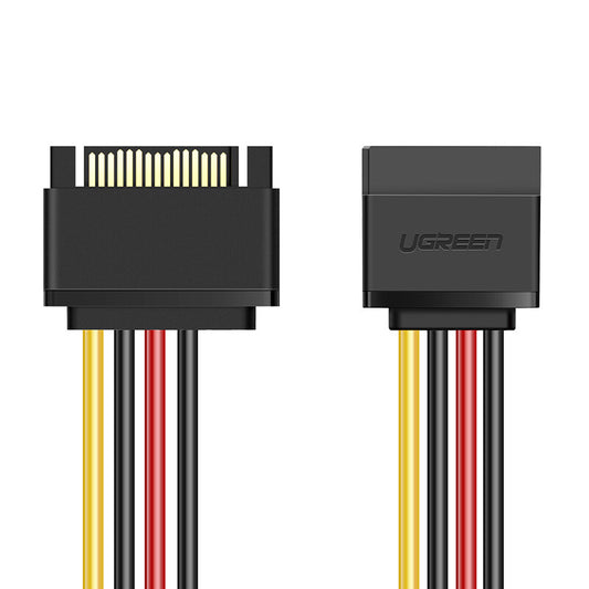 Uniqkart 50718 0.2m SATA 15-Pin Male to Female Extension Cable Hard Disk Drive Power Cord