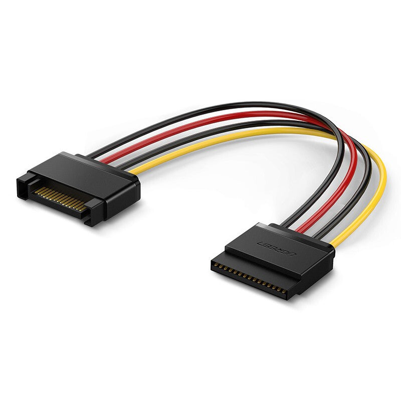 Uniqkart 50718 0.2m SATA 15-Pin Male to Female Extension Cable Hard Disk Drive Power Cord