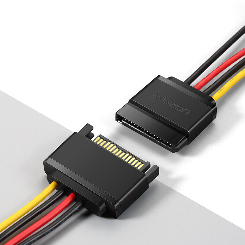 Uniqkart 50718 0.2m SATA 15-Pin Male to Female Extension Cable Hard Disk Drive Power Cord