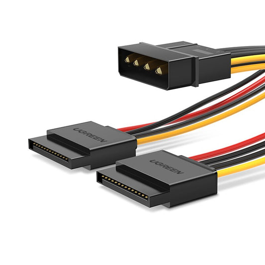 Uniqkart 50398 0.2m SATA 4Pin to Dual 15Pin Power Cable Desktop Host Chassis Computer Connection Solid-state Mechanical Hard Drive Wire