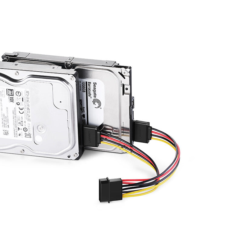 Uniqkart 50398 0.2m SATA 4Pin to Dual 15Pin Power Cable Desktop Host Chassis Computer Connection Solid-state Mechanical Hard Drive Wire