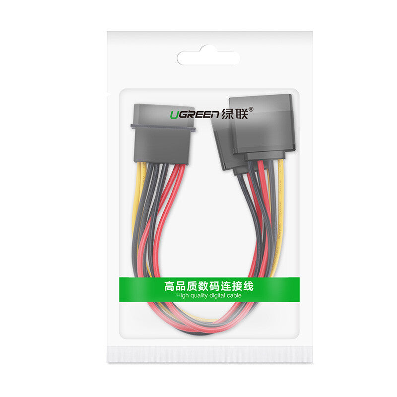 Uniqkart 50398 0.2m SATA 4Pin to Dual 15Pin Power Cable Desktop Host Chassis Computer Connection Solid-state Mechanical Hard Drive Wire